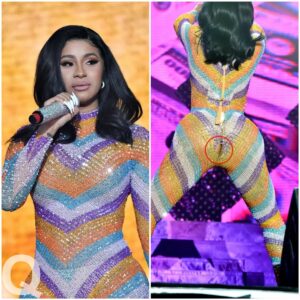 Cardi B was embarrassed – The rapper’s bright rainbow catsuit tore right on her butt when she jumped on stage